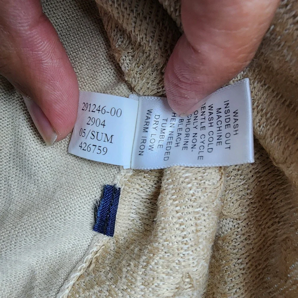 Banana‎ Republic Knit Polo Shirt Mens Large Beige Vintage Pima Cotton Geometric